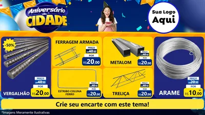 Modelo de TV para TV Horizontal com o tema Aniversário da Cidade para Ferragens