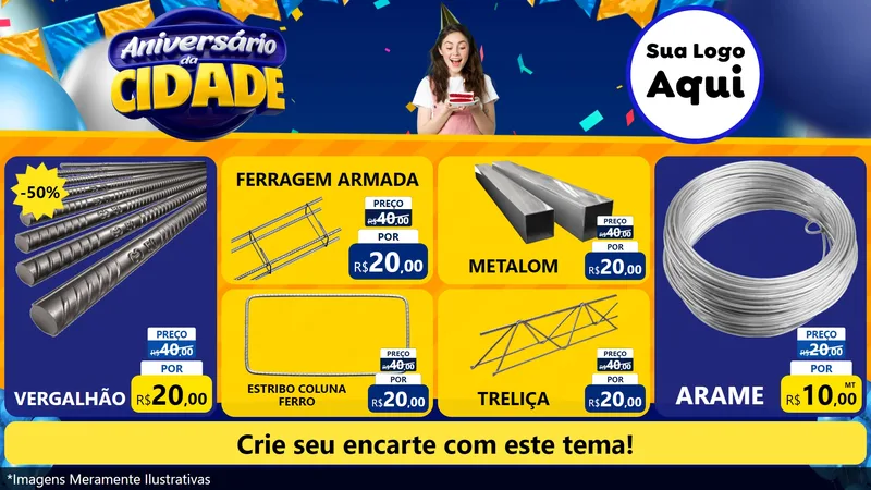Modelo de TV para TV Horizontal com o tema Aniversário da Cidade para Ferragens