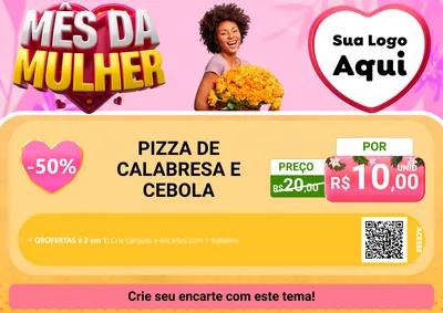 Modelo de Cartaz para Cartaz A4 Horizontal com o tema Mês da Mulher para Pizzaria