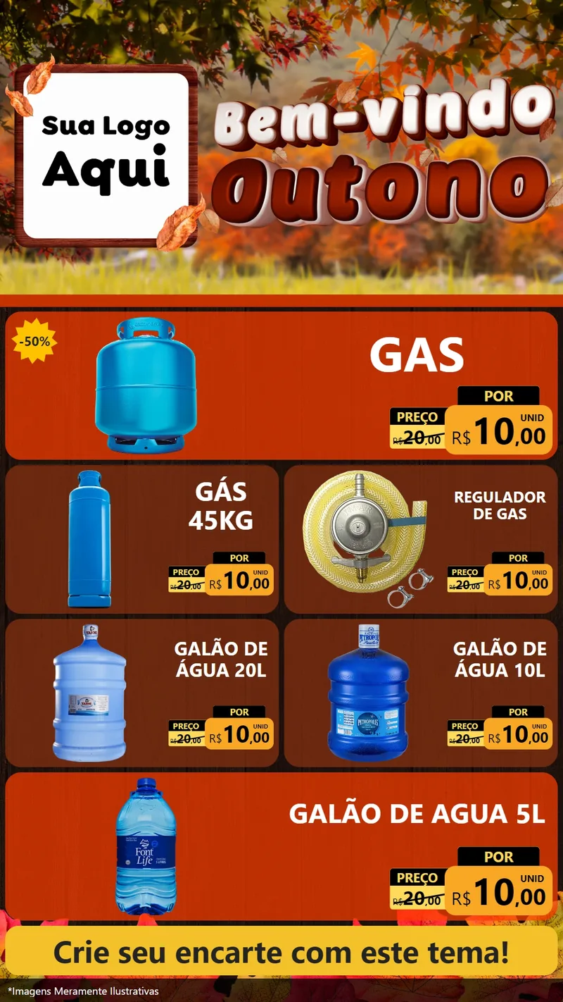 Modelo de TV para TV Vertical com o tema Bem-vindo Outono para Água e gás