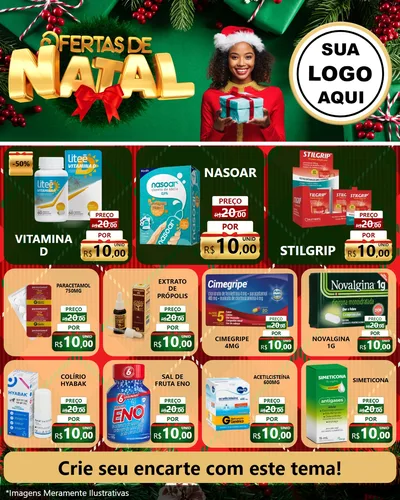 Modelo de Rede Social para Feed Instagram com o tema Ofertas de Natal para Farmácia