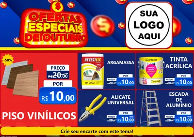 Modelo de Encarte para Encarte A4 Horizontal com o tema Ofertas Especiais de Outubro para Material para Construção