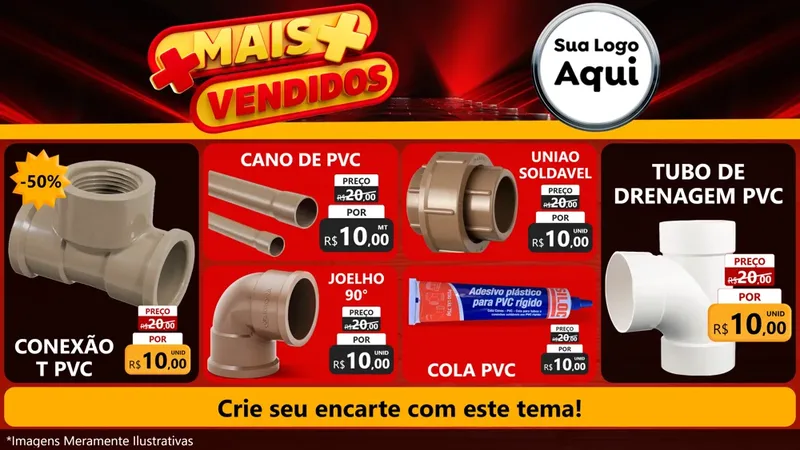 Modelo de TV para TV Horizontal com o tema Mais Vendidos para Tubos e conexões