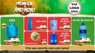 Modelo de TV para TV Horizontal com o tema Promoção de Ano Novo para Água e gás