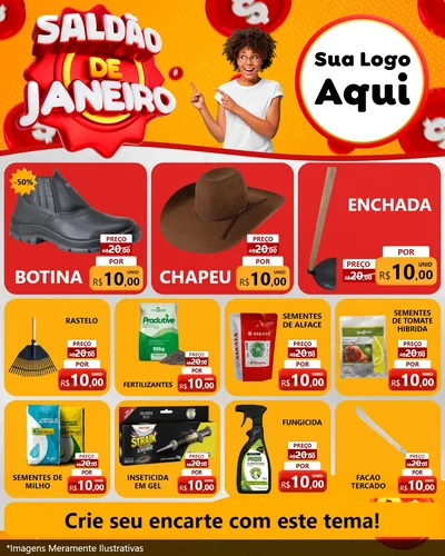 Modelo de Rede Social para Feed Instagram com o tema Saldão de Janeiro para Agropecuária