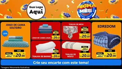 Modelo de TV para TV Horizontal com o tema Fecha Mês para Cama, Mesa e Banho