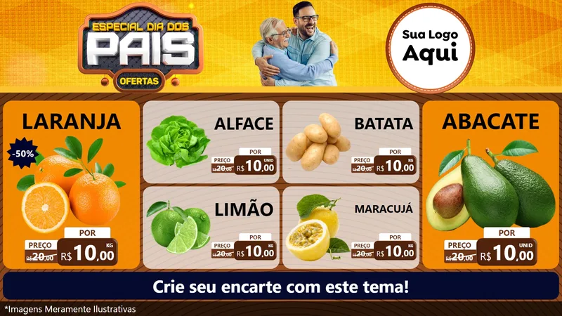 Modelo de TV para TV Horizontal com o tema Especial Dia dos Pais para Hortifrúti