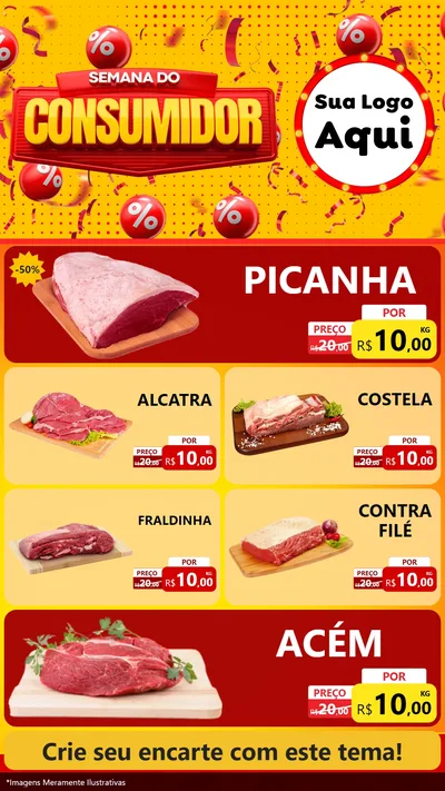 Modelo de TV para TV Vertical com o tema Semana do Consumidor para Açougue