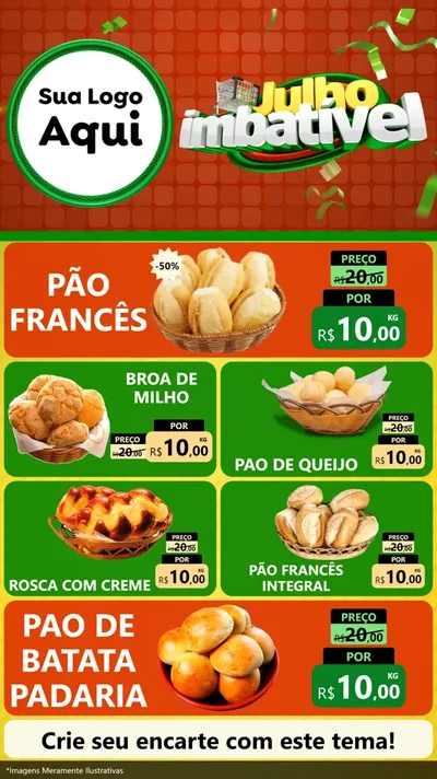 Modelo de TV para TV Vertical com o tema Julho Imbatível para Padaria