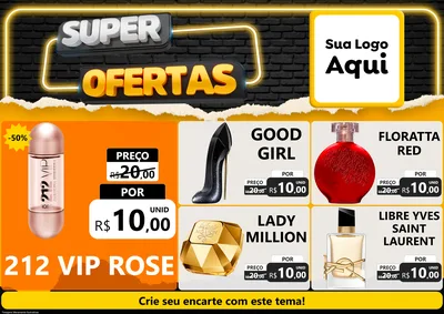 Modelo de Encarte para Encarte A4 Horizontal com o tema Super Ofertas para Perfumes