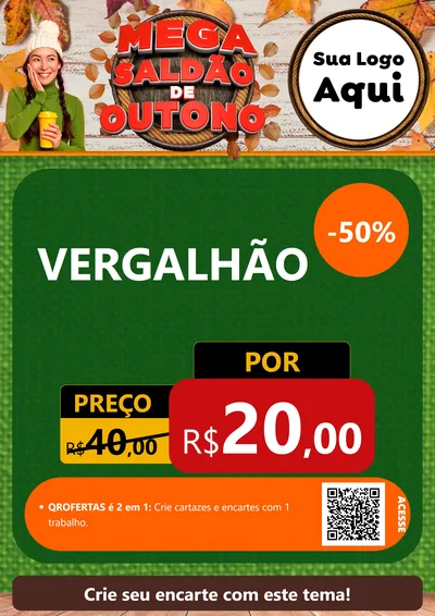 Modelo de Cartaz para Cartaz A4 Vertical com o tema Mega Saldão de Outono para Ferragens