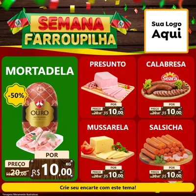Modelo de Rede Social para Feed Facebook com o tema Semana Farroupilha para Frios e Laticínios