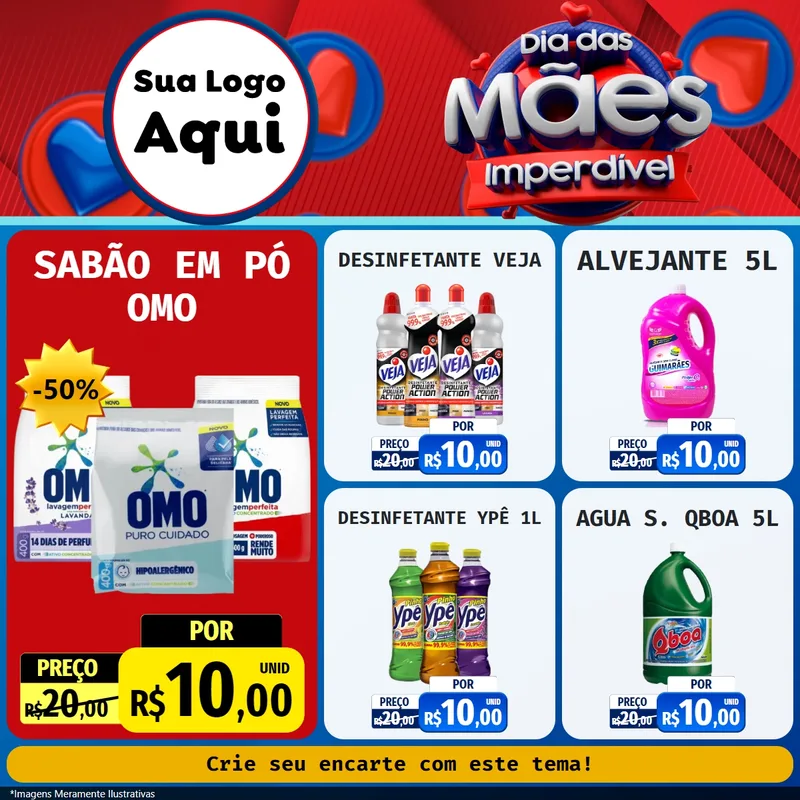 Modelo de Rede Social para Feed Facebook com o tema Dia Das Mães Imperdível para Produtos de Limpeza