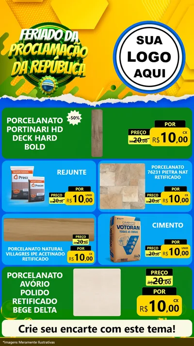 Modelo de TV para TV Vertical com o tema Feriado da Proclamação da República para Pisos e revestimentos