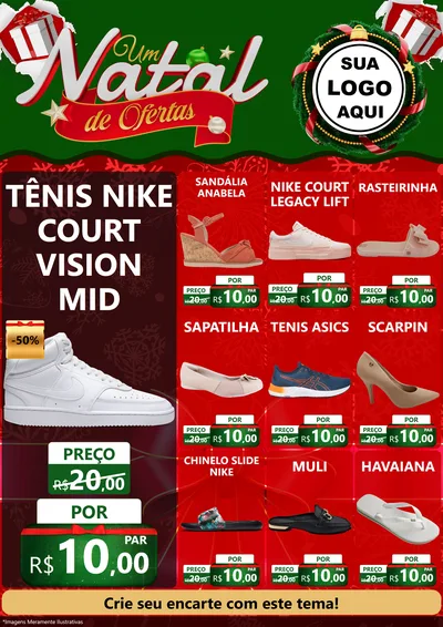 Modelo de Encarte para Encarte A4 Vertical com o tema Um Natal de Ofertas para Calçados