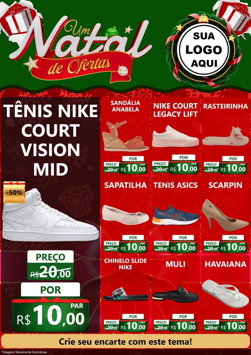 Modelo de Encarte para Encarte A4 Vertical com o tema Um Natal de Ofertas para Calçados