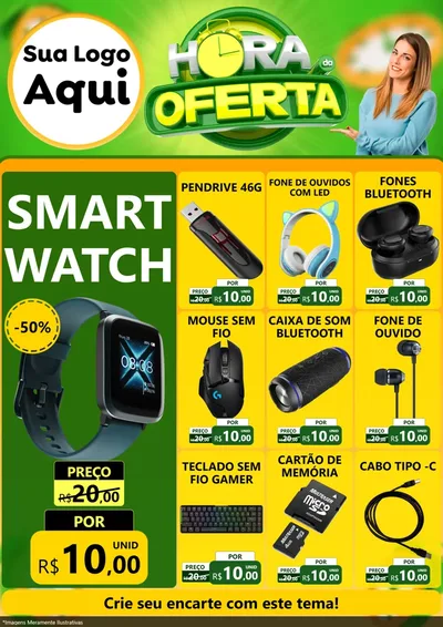 Modelo de Encarte para Encarte A4 Vertical com o tema Hora da Oferta para Informática