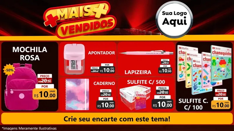 Modelo de TV para TV Horizontal com o tema Mais Vendidos para Papelaria