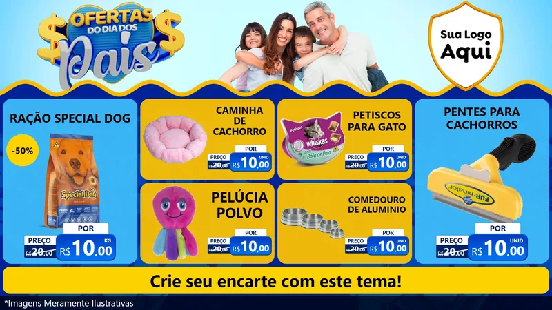 Modelo de TV para TV Horizontal com o tema Ofertas do Dia dos Pais para Pet Shop