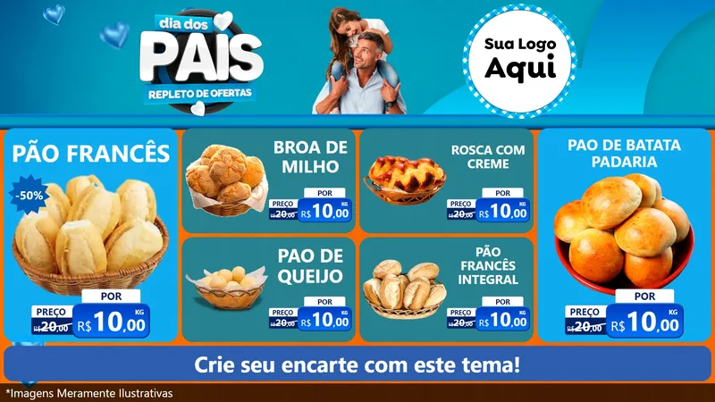 Modelo de TV para TV Horizontal com o tema Dia Dos Pais Repleto de Ofertas para Padaria