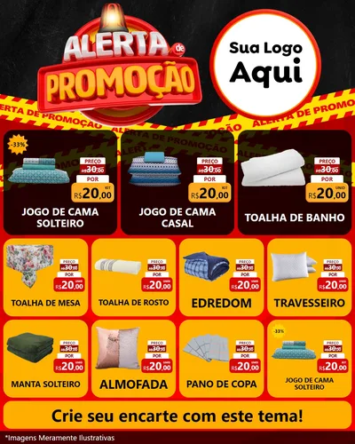 Modelo de Rede Social para Feed Instagram com o tema Alerta de Promoção para Cama, Mesa e Banho