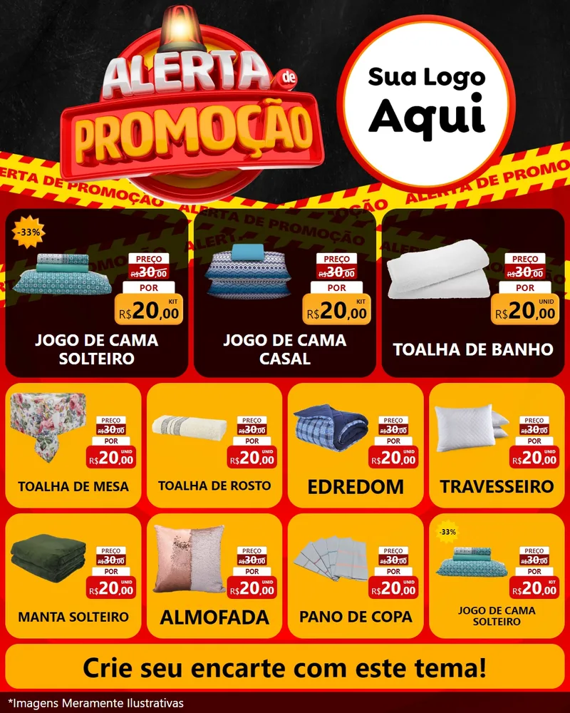 Modelo de Rede Social para Feed Instagram com o tema Alerta de Promoção para Cama, Mesa e Banho