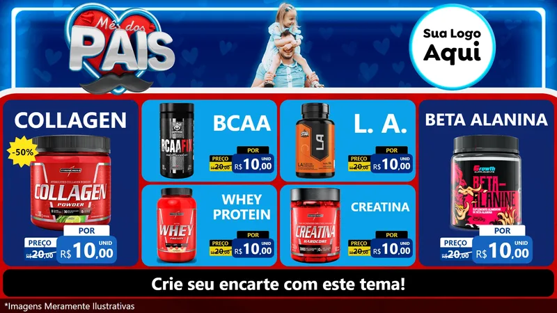 Modelo de TV para TV Horizontal com o tema Mês Dos Pais para Suplementos alimentares