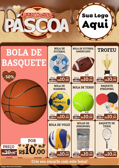 Modelo de Encarte para Encarte A4 Vertical com o tema Ofertas de Páscoa para Artigos Esportivos