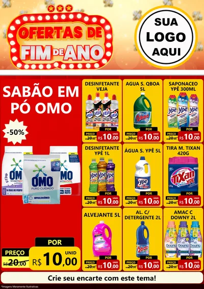 Modelo de Encarte para Encarte A4 Vertical com o tema Ofertas de Fim de Ano para Produtos de Limpeza
