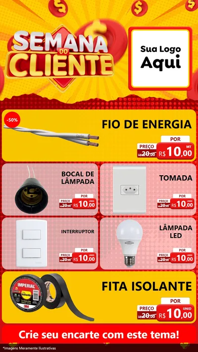 Modelo de TV para TV Vertical com o tema Semana do Cliente para Materiais Elétricos