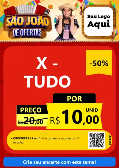 Modelo de Cartaz para Cartaz A4 Vertical com o tema São João de Ofertas para Hamburgueria
