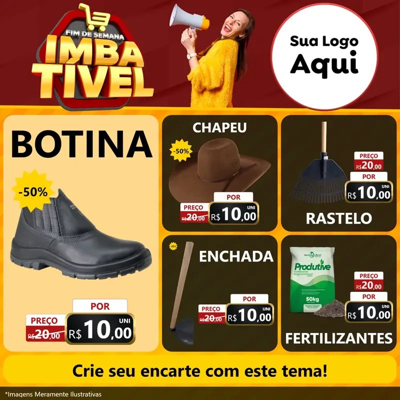 Modelo de Rede Social para Feed Facebook com o tema Fim de Semana Imbatível para Agropecuária