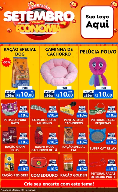 Modelo de Encarte para Encarte Grande com o tema Operação Setembro Com Muita Economia para Pet Shop