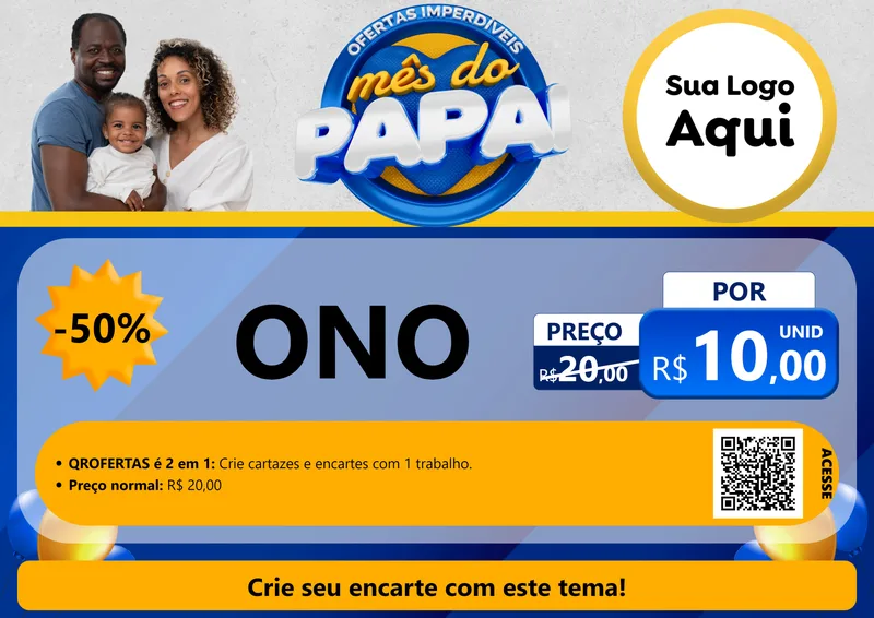 Modelo de Cartaz para Cartaz A4 Horizontal com o tema Ofertas Imperdíveis Mês Do Papai para Óticas