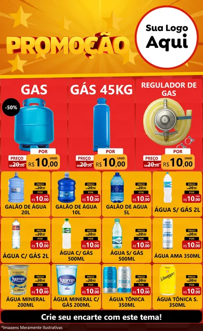 Modelo de Encarte para Encarte Grande com o tema Promoção para Água e gás