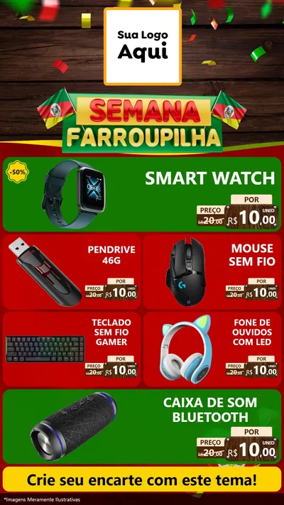 Modelo de TV para TV Vertical com o tema Semana Farroupilha para Informática
