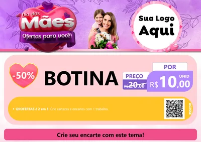 Modelo de Cartaz para Cartaz A4 Horizontal com o tema Dia das Mães Ofertas para Você! para Agropecuária