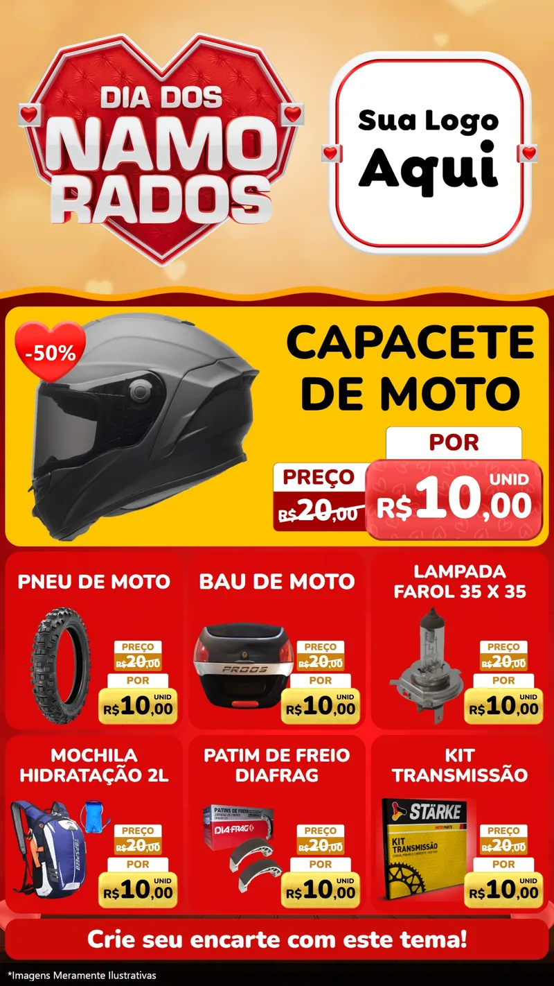 Modelo de Rede Social para Stories com o tema Dia dos Namorados para Moto peças