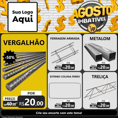 Modelo de Rede Social para Feed Facebook com o tema Agosto imbatível para Ferragens