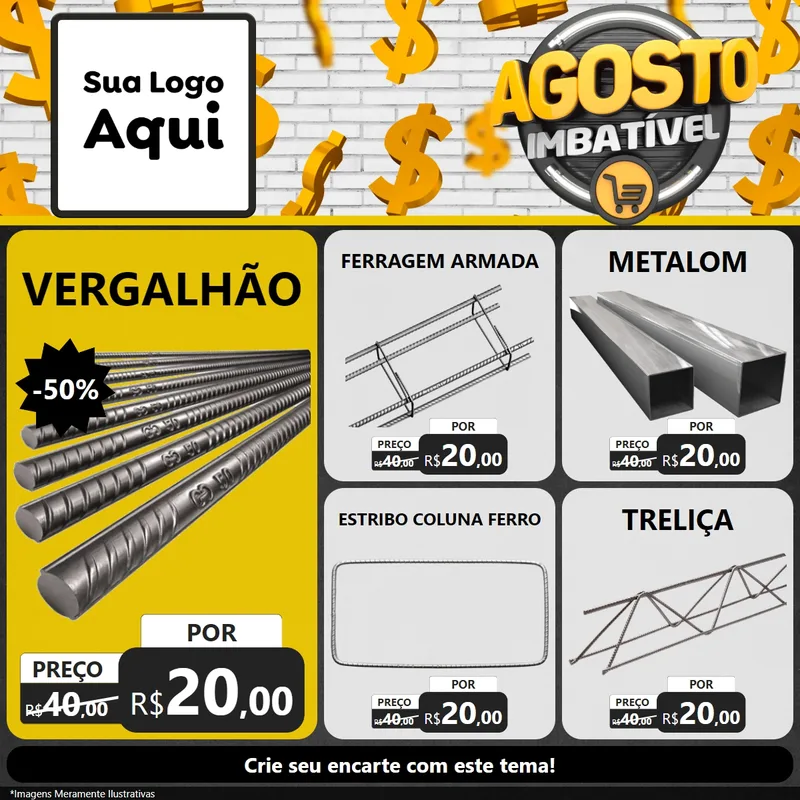 Modelo de Rede Social para Feed Facebook com o tema Agosto imbatível para Ferragens