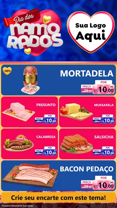 Modelo de TV para TV Vertical com o tema Dia dos namorados para Frios e Laticínios
