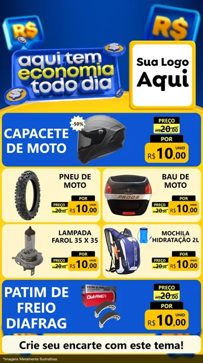 Modelo de TV para TV Vertical com o tema Aqui Tem Economia Todo Dia para Moto peças