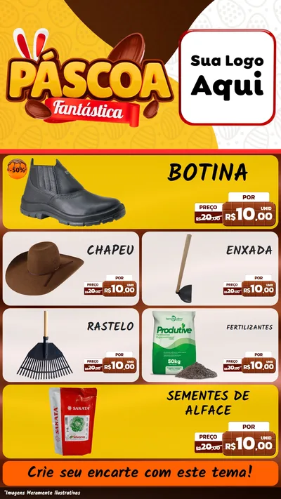 Modelo de TV para TV Vertical com o tema Páscoa Fantástica para Agropecuária