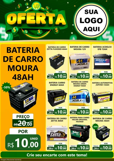Modelo de Encarte para Encarte A4 Vertical com o tema Oferta para Baterias Elétricas