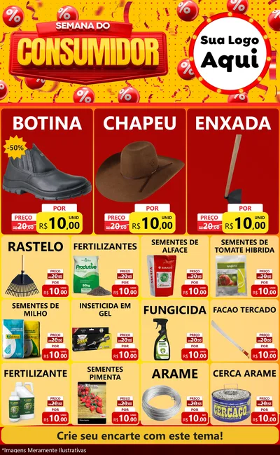 Modelo de Encarte para Encarte Grande com o tema Semana do Consumidor para Agropecuária