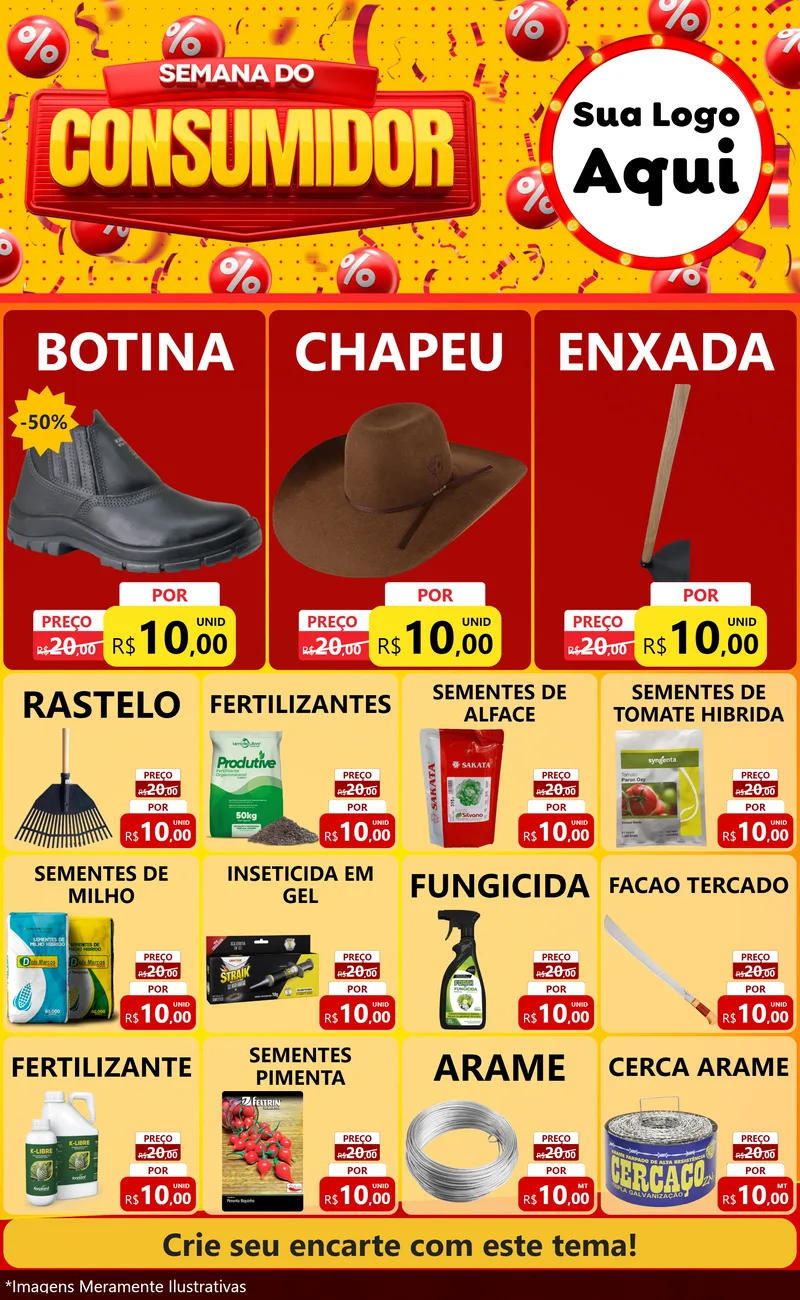 Modelo de Encarte para Encarte Grande com o tema Semana do Consumidor para Agropecuária