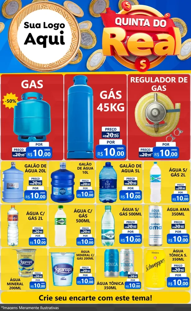 Modelo de Encarte para Encarte Grande com o tema Quinta do Real para Água e gás