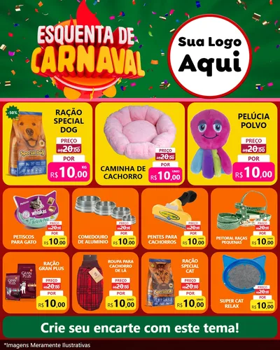 Modelo de Rede Social para Feed Instagram com o tema Esquenta de Carnaval para Pet Shop