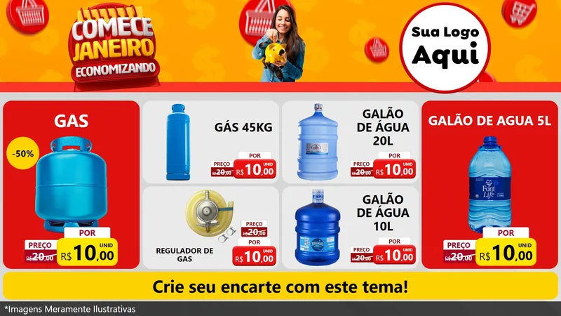 Modelo de TV para TV Horizontal com o tema Comece Janeiro Economizando para Água e gás