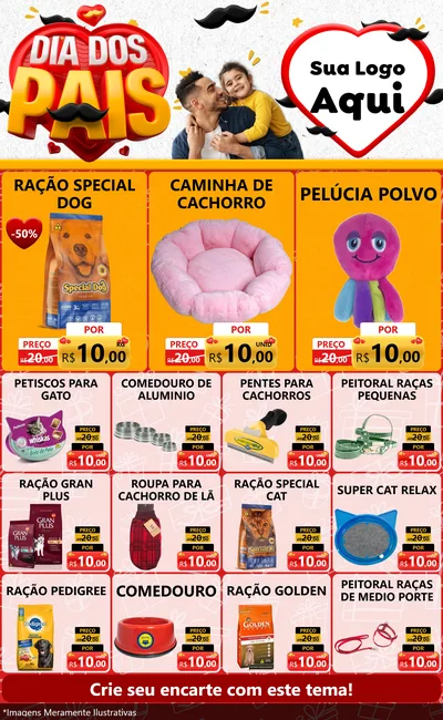 Modelo de Encarte para Encarte Grande com o tema Dia dos Pais para Pet Shop